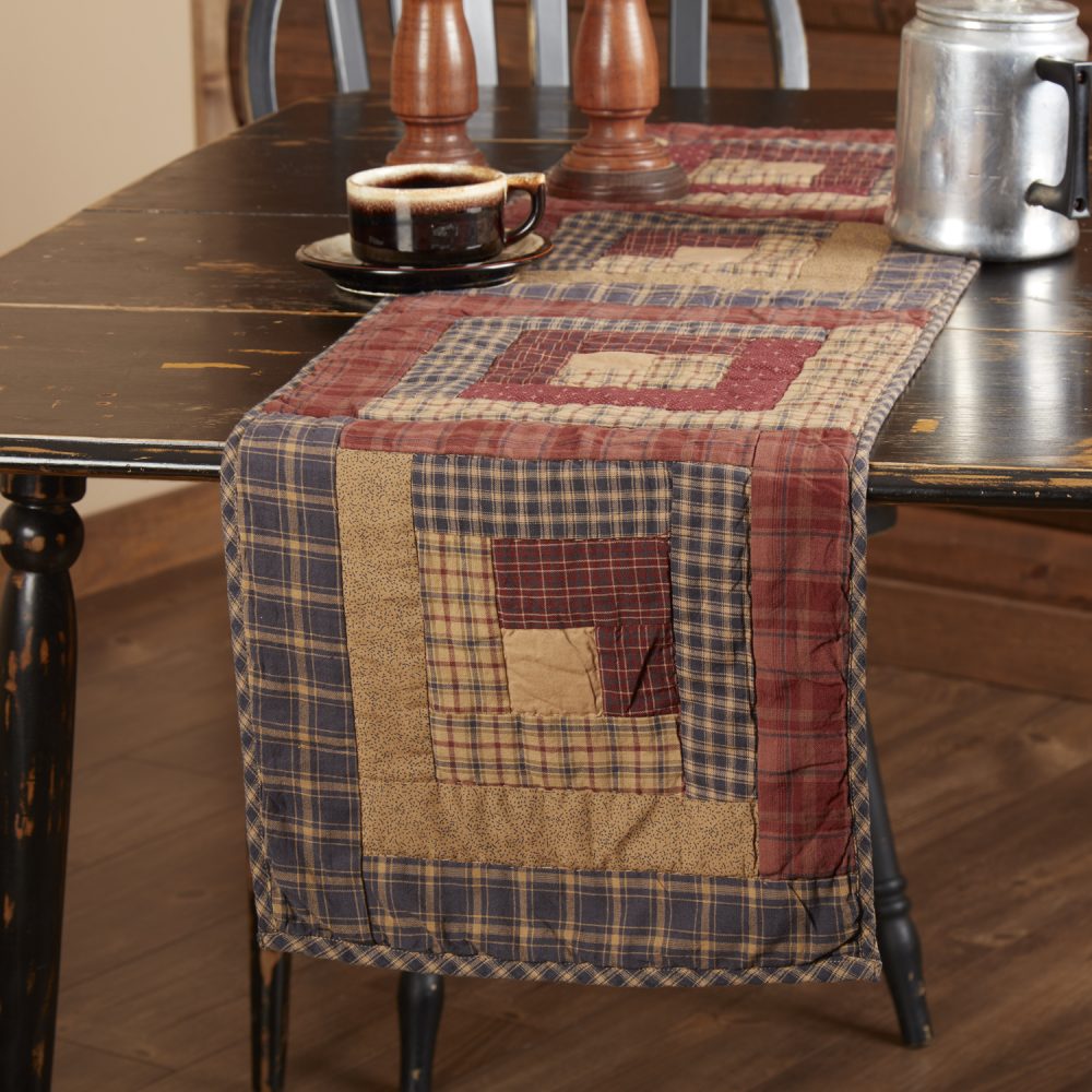 Millsboro Runner Log Cabin Block Quilted 13x48