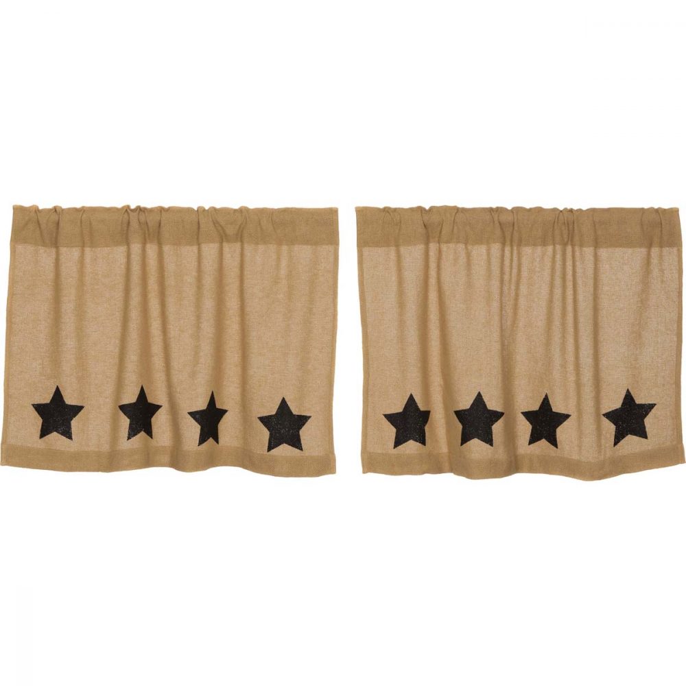 Burlap w/Black Stencil Stars Tier Set of 2 L24xW36