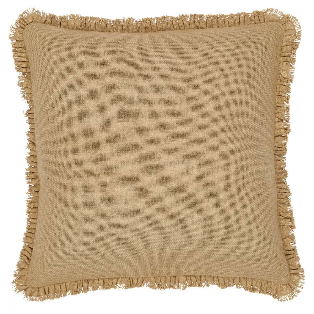 Burlap Natural Fabric Euro Sham w/ Fringed Ruffle 26x26