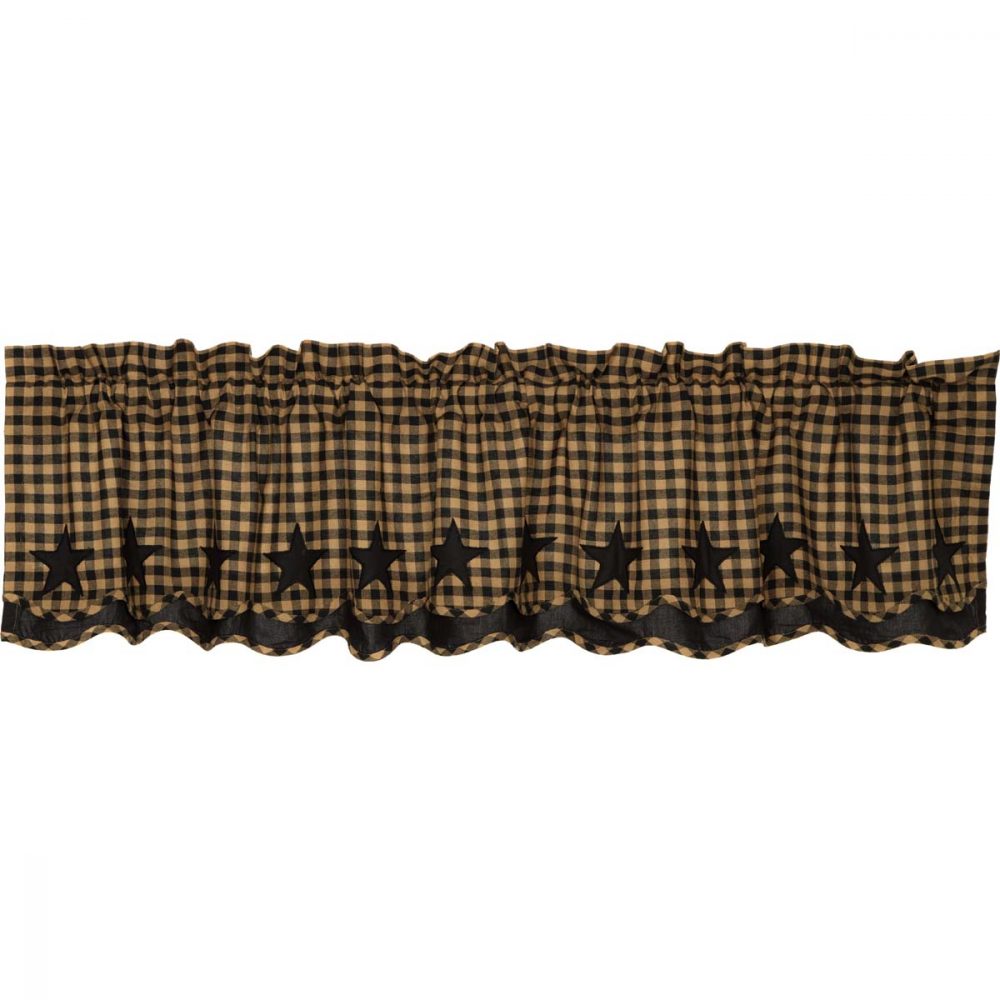 Black Star Scalloped Layered Valance 16x72