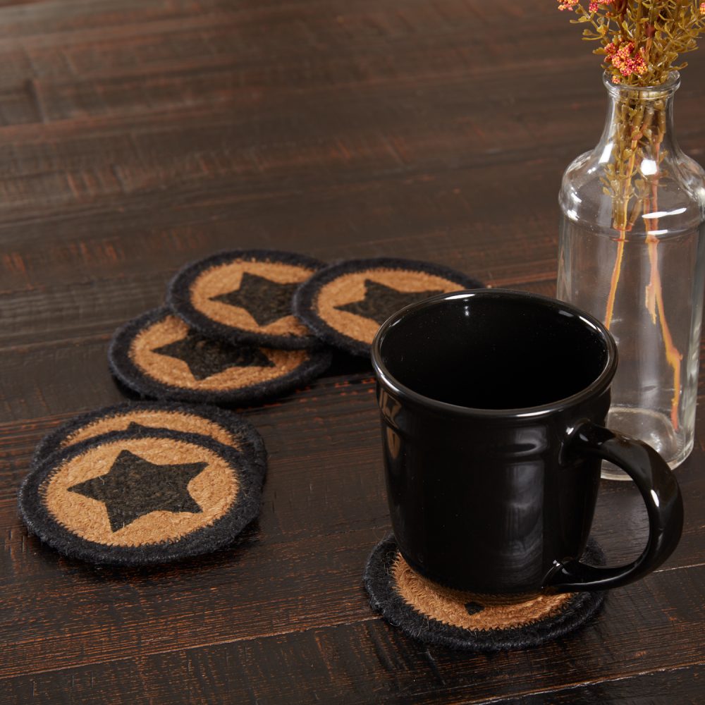 Farmhouse Jute Coaster Stencil Star Set of 6