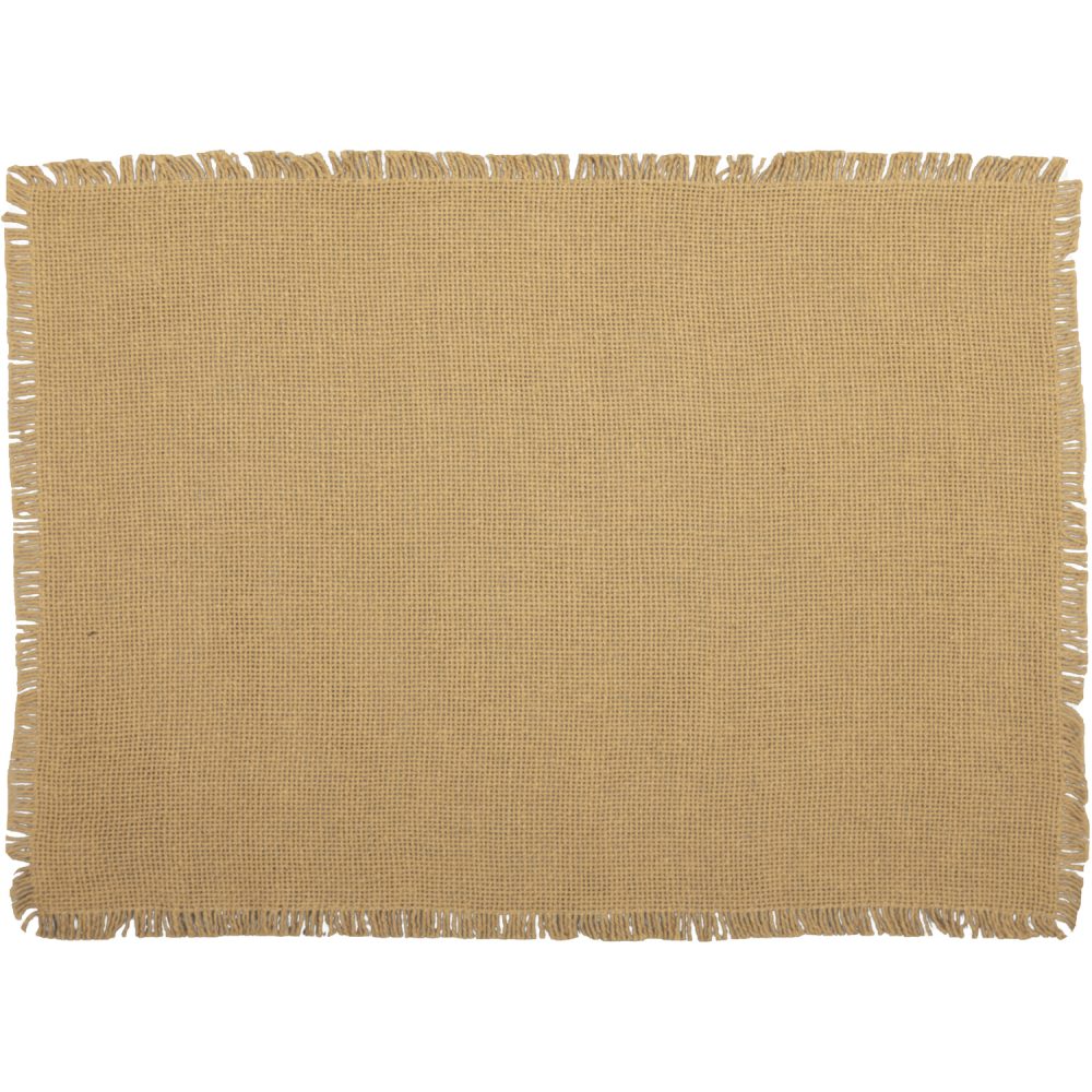 Burlap Natural Placemat Set of 6 Fringed 12x18