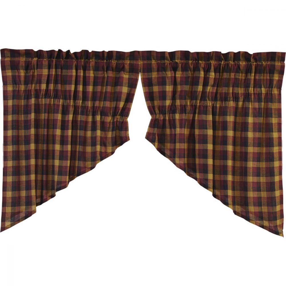 Heritage Farms Primitive Check Prairie Swag Set of 2 36x36x18