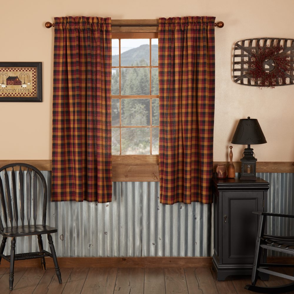 Heritage Farms Primitive Check Short Panel Set of 2 63x36