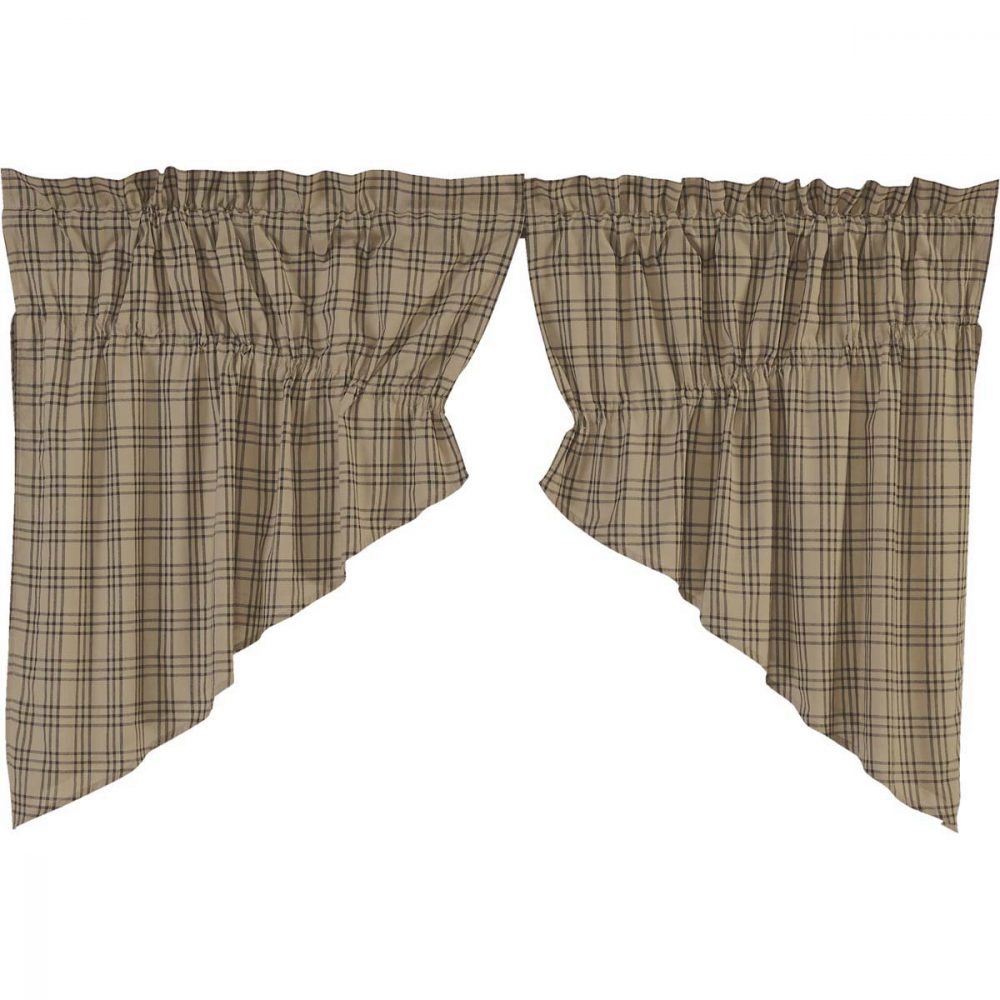 Sawyer Mill Charcoal Plaid Prairie Swag Set of 2 36x36x18