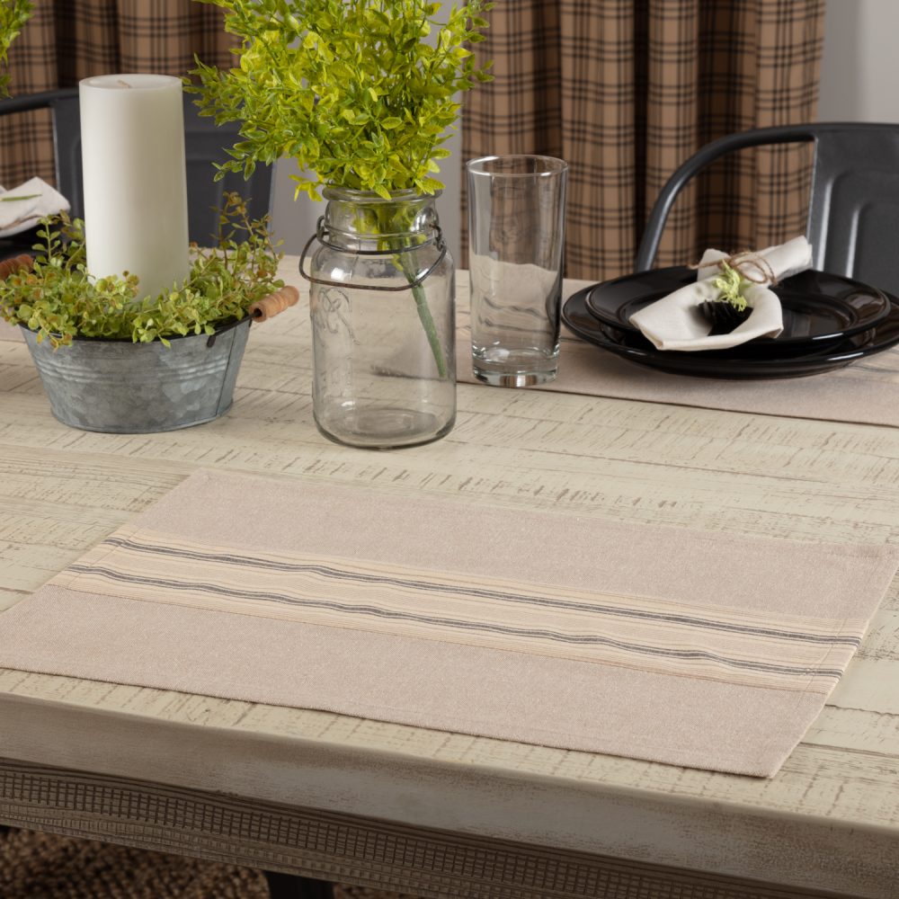 Sawyer Mill Charcoal Stripe Placemat Set of 6 12x18