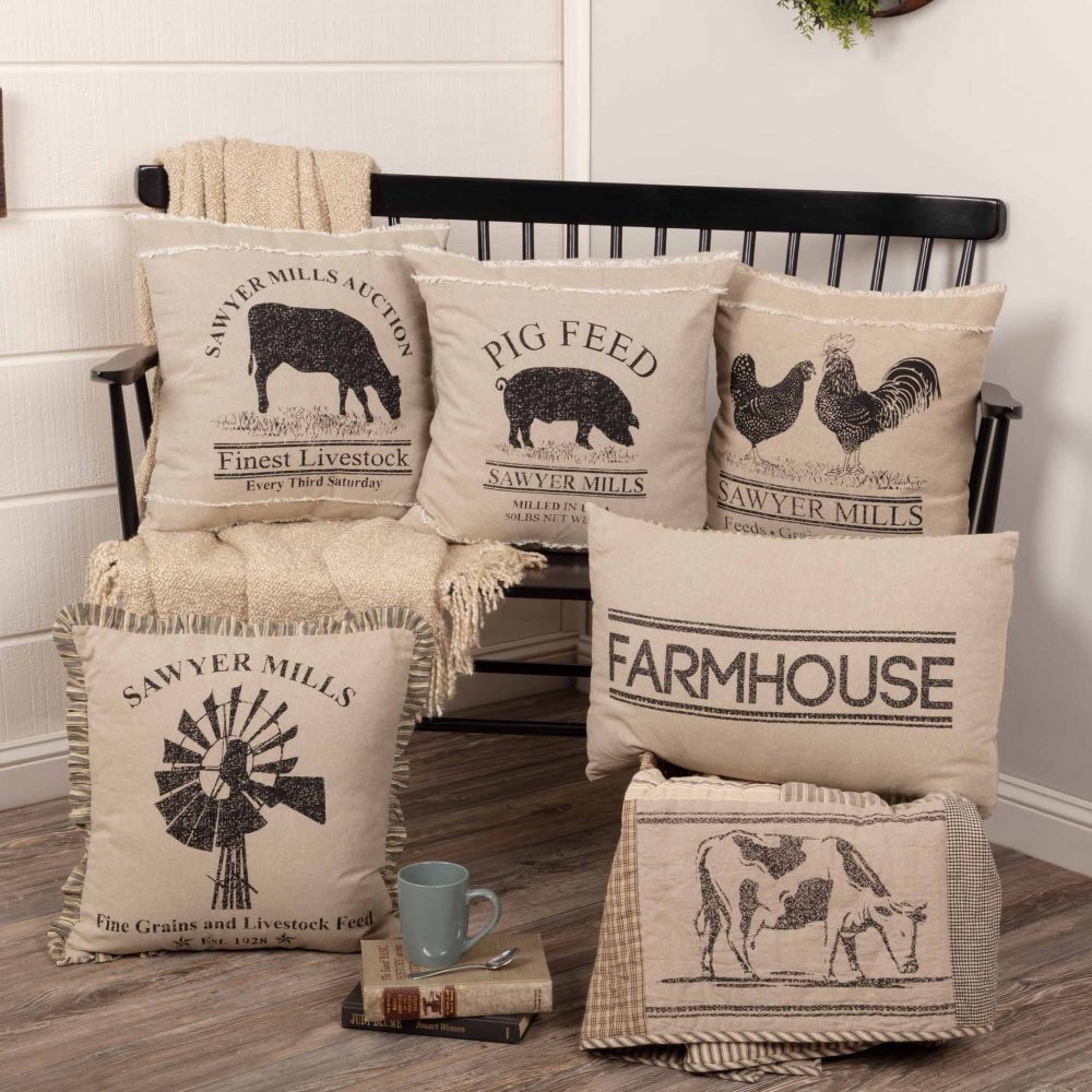 Sawyer Mill Charcoal Farmhouse Pillow 14x22