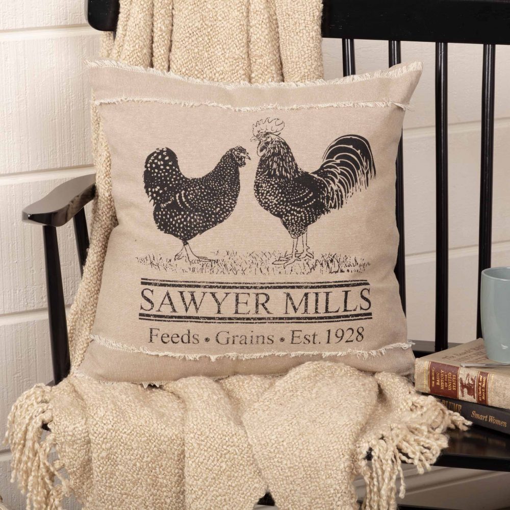 Sawyer Mill Charcoal Poultry Pillow 18x18