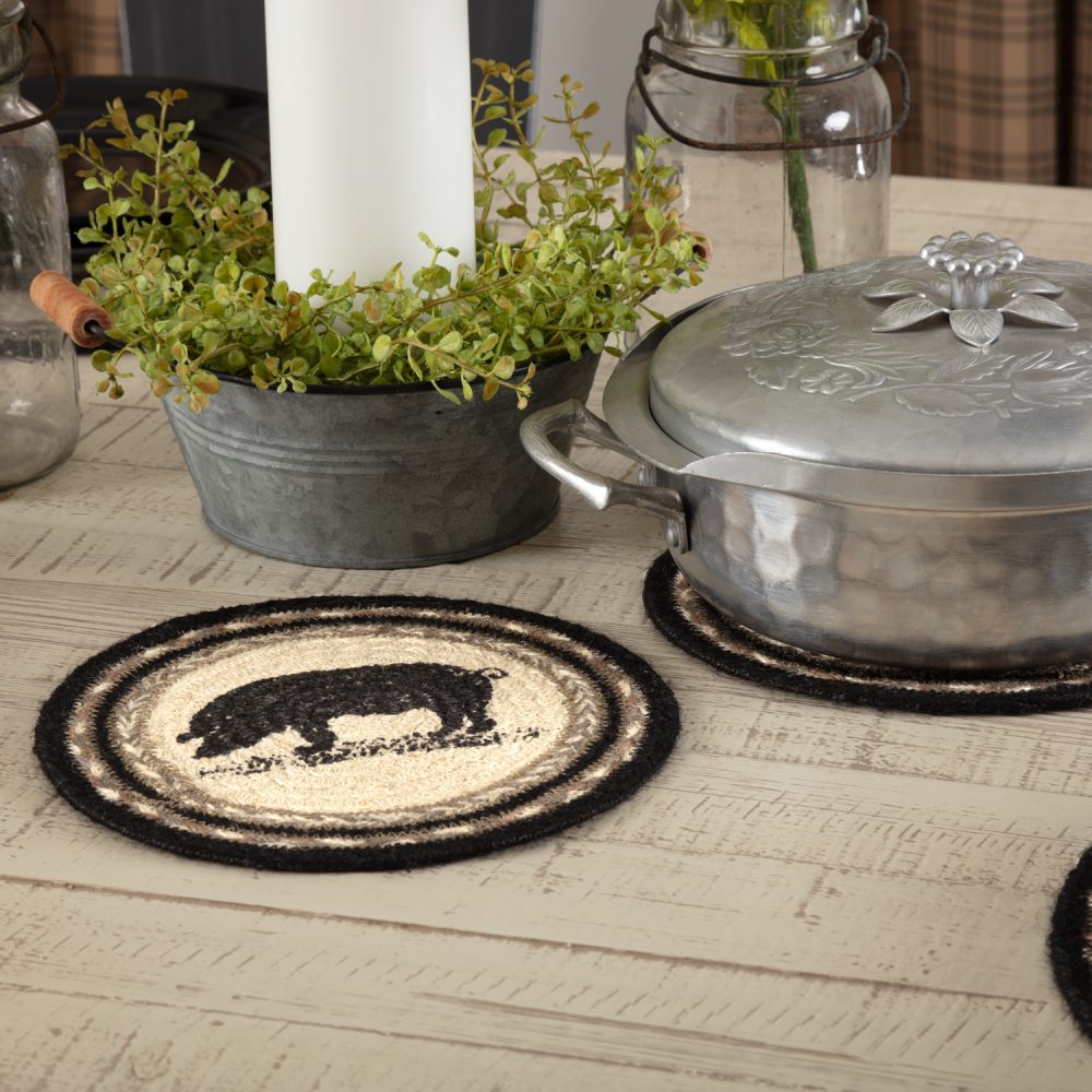 Sawyer Mill Charcoal Pig Jute Trivet 8