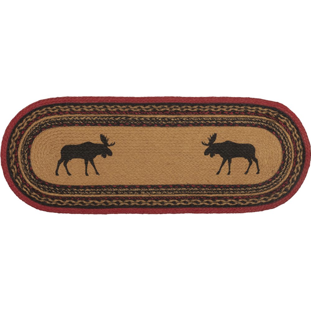 Cumberland Stenciled Moose Jute Runner Oval 13x36