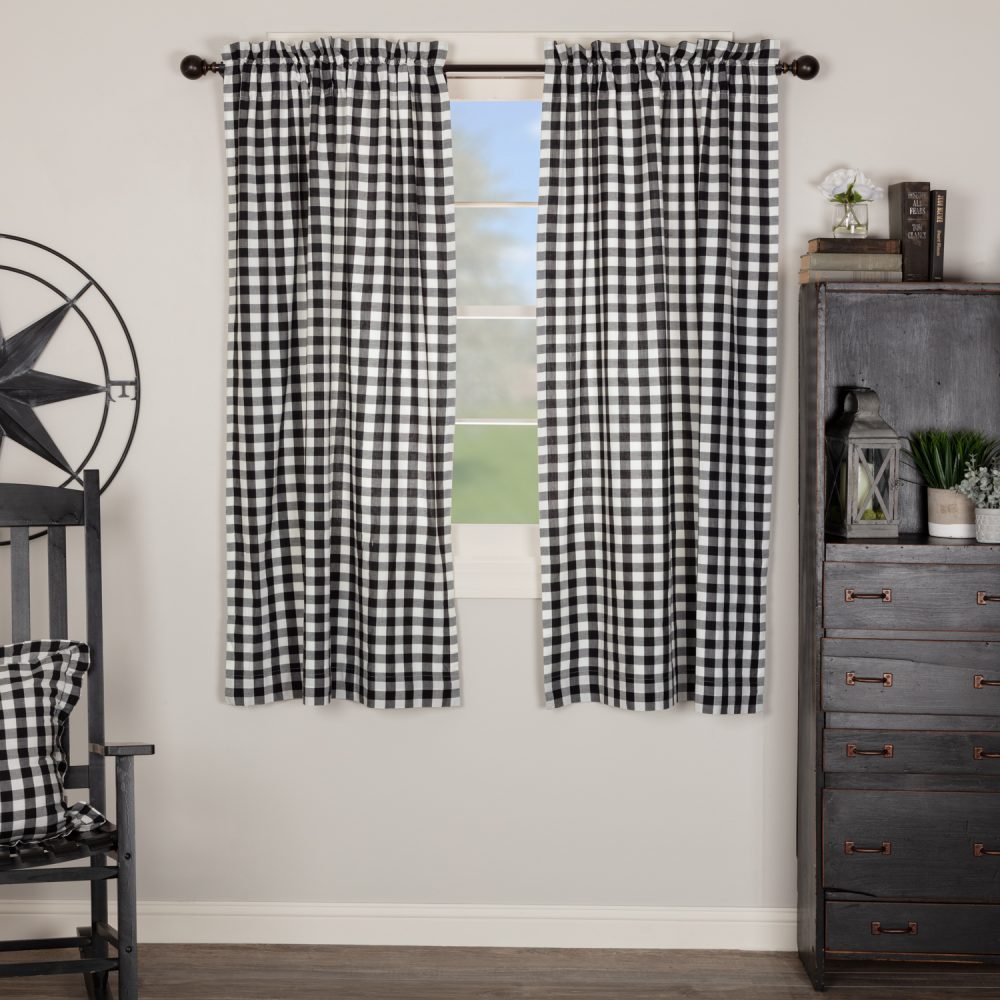 Annie Buffalo Black Check Short Panel Set of 2 63x36