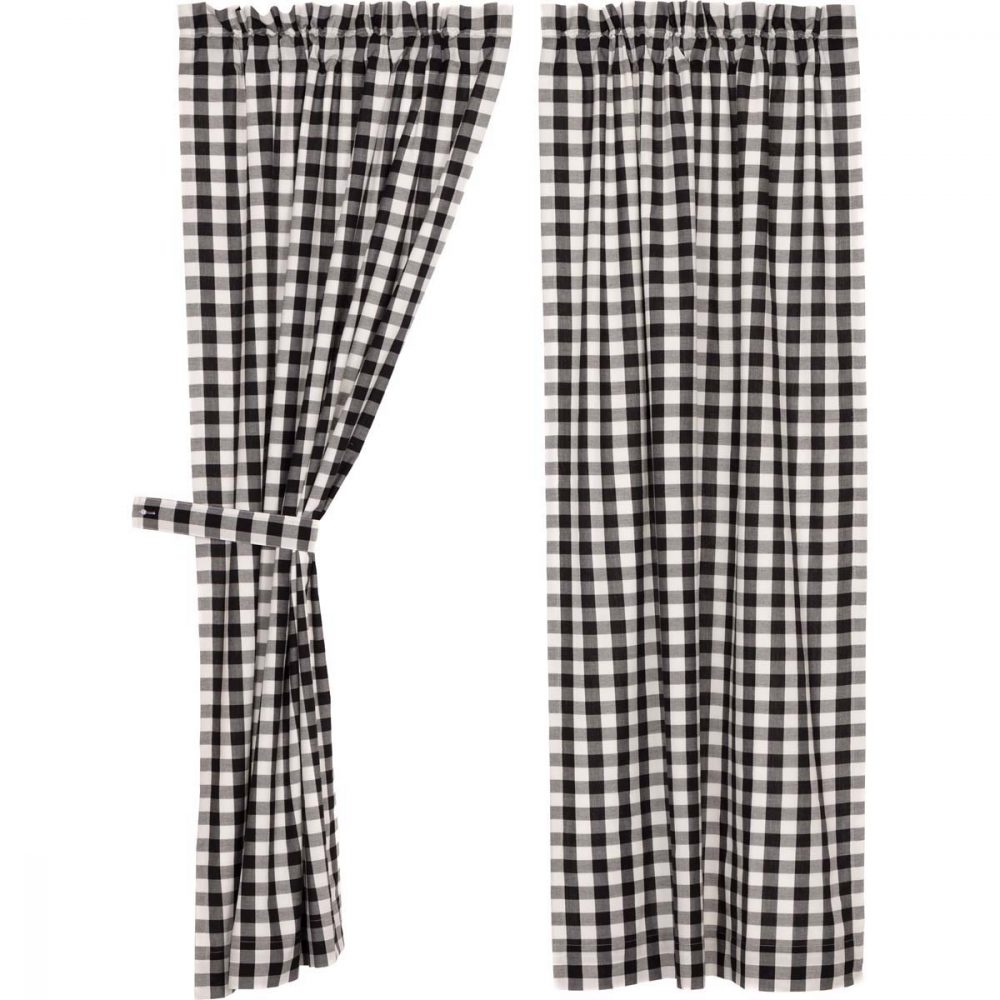 Annie Buffalo Black Check Short Panel Set of 2 63x36