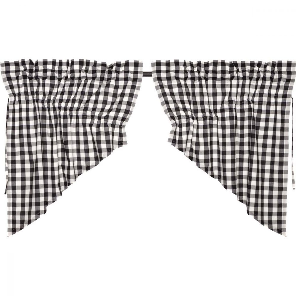 Annie Buffalo Black Check Prairie Swag Set of 2 36x36x18