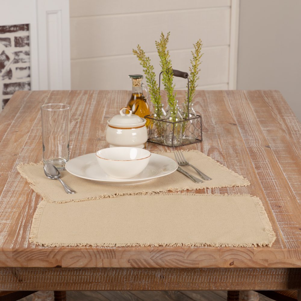 Burlap Vintage Placemat Set of 6 Fringed 12x18