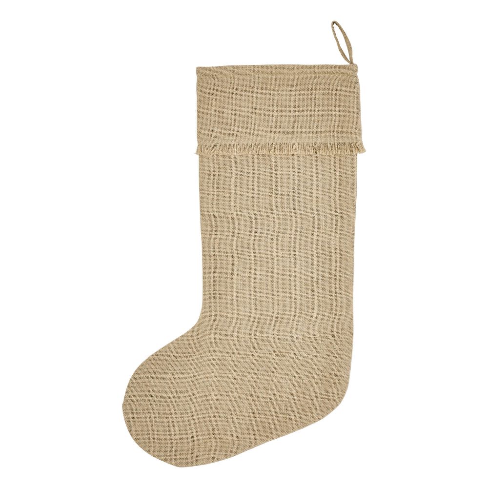 Greetings Jute Burlap Tan Stocking 12x20