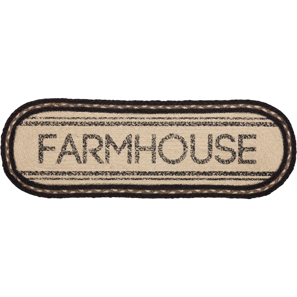 Sawyer Mill Charcoal Creme Farmhouse Jute Oval Runner 8x24