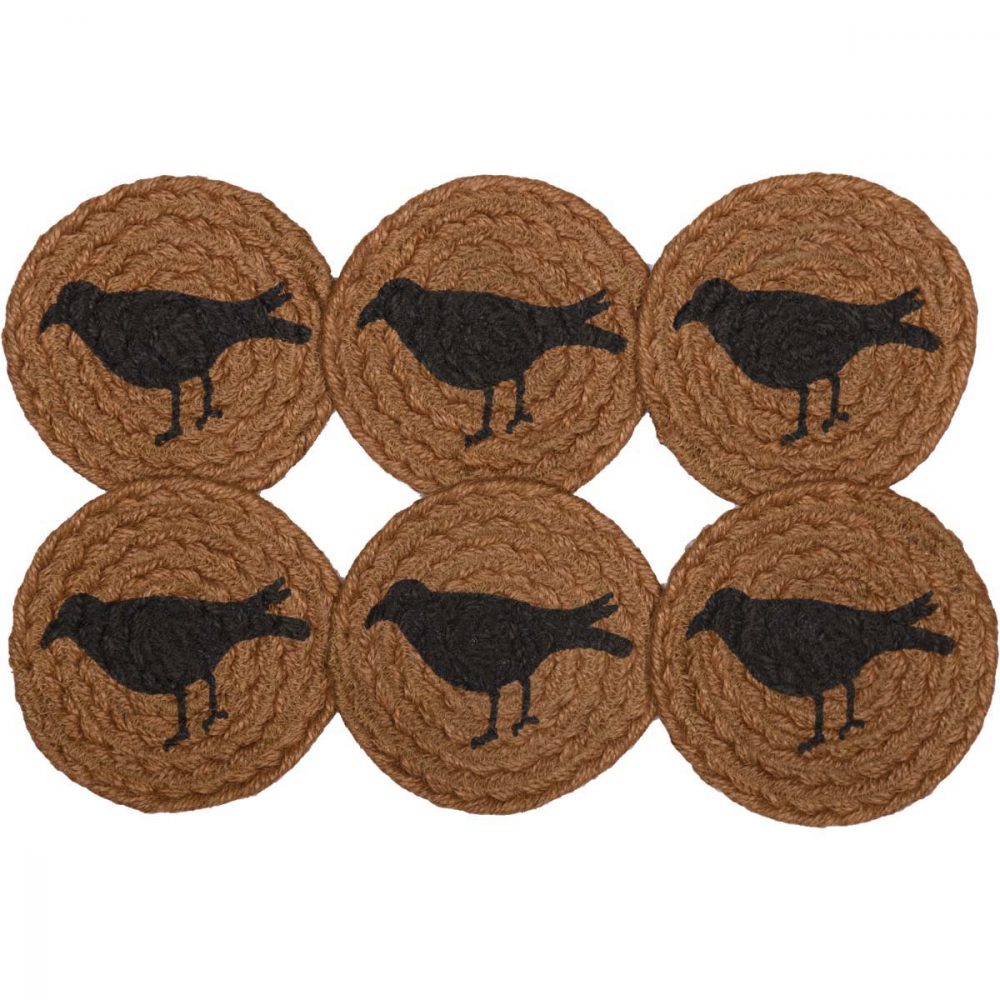 Heritage Farms Crow Jute Coaster Set of 6