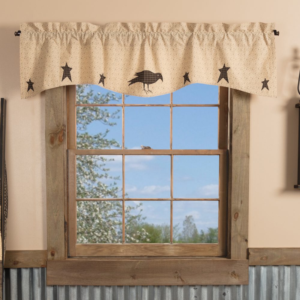 Kettle Grove Applique Crow and Star Valance 16x60