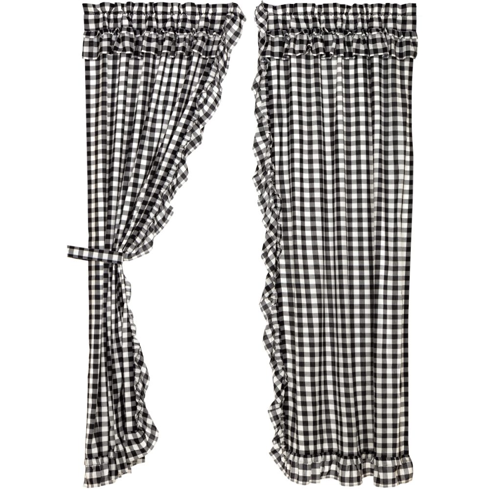 Annie Buffalo Black Check Ruffled Panel Set of 2 84x40