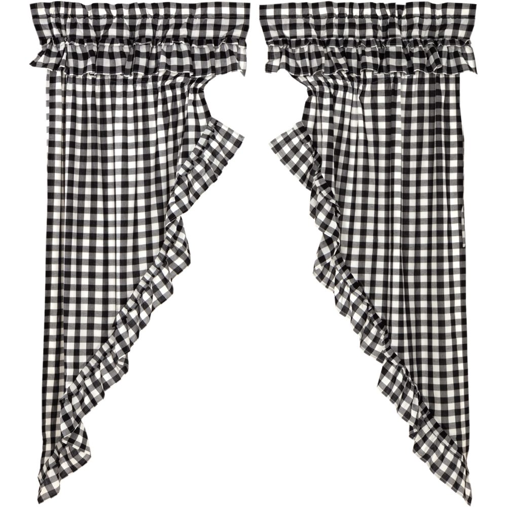 Annie Buffalo Black Check Ruffled Prairie Short Panel Set of 2 63x36x18