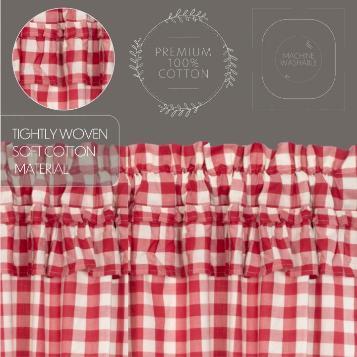 Annie Buffalo Red Check Ruffled Prairie Long Panel Set of 2 84x36x18