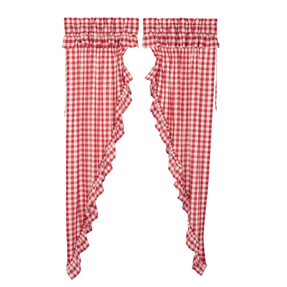 Annie Buffalo Red Check Ruffled Prairie Long Panel Set of 2 84x36x18