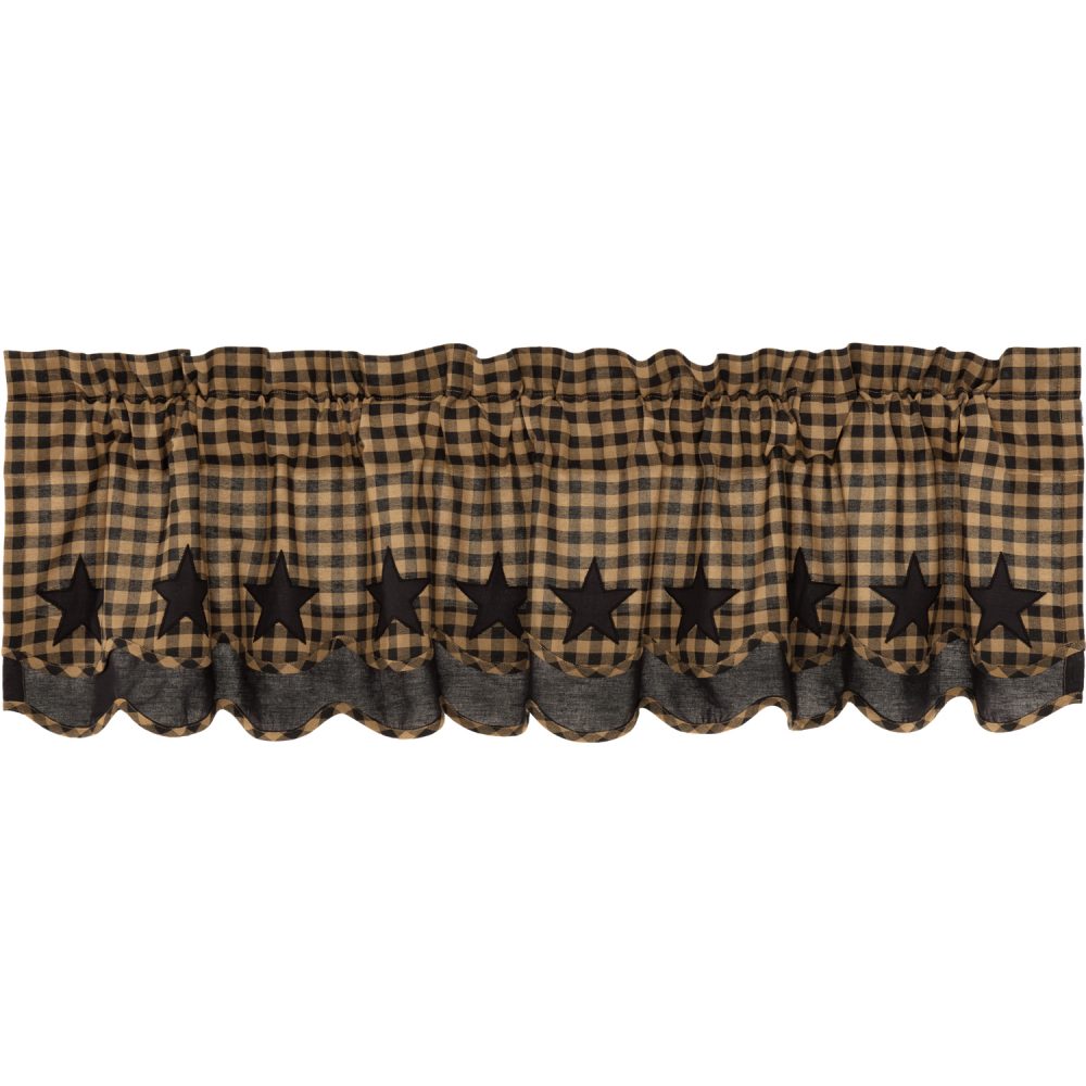 Black Star Scalloped Layered Valance 16x60