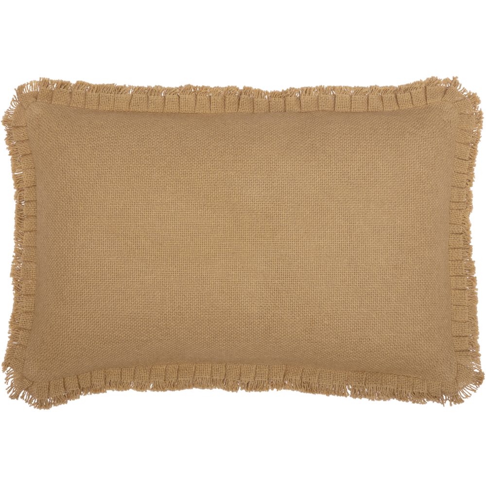 Burlap Natural Pillow w/ Fringed Ruffle 14x22