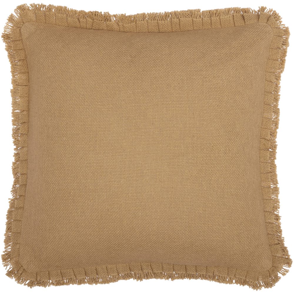 Burlap Natural Pillow w/ Fringed Ruffle 18x18