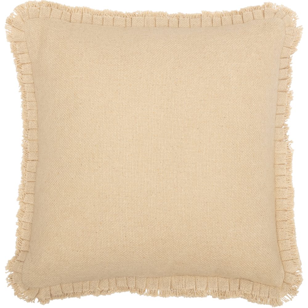 Burlap Vintage Pillow w/ Fringed Ruffle 18x18