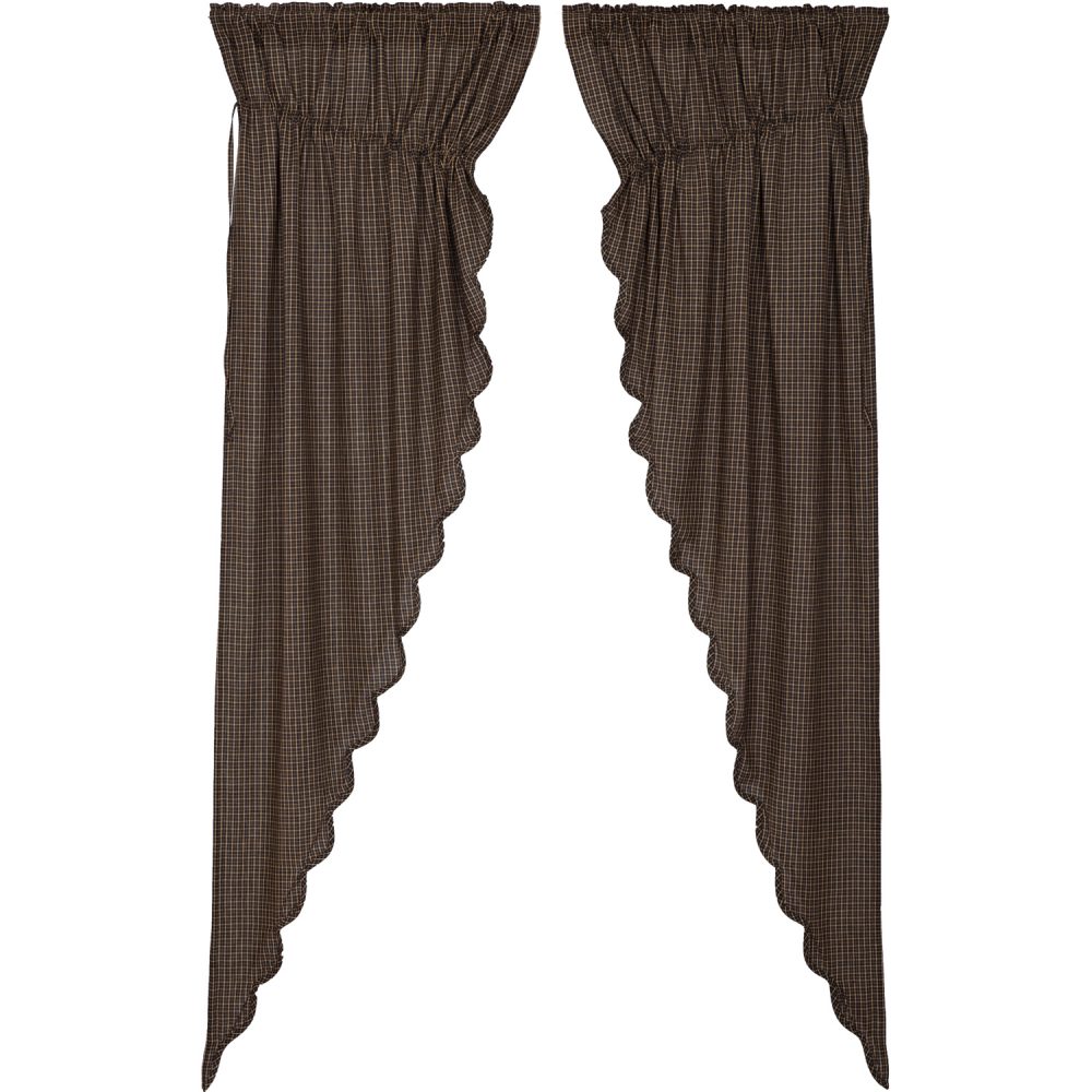 Kettle Grove Plaid Prairie Long Panel Scalloped Set of 2 84x36x18