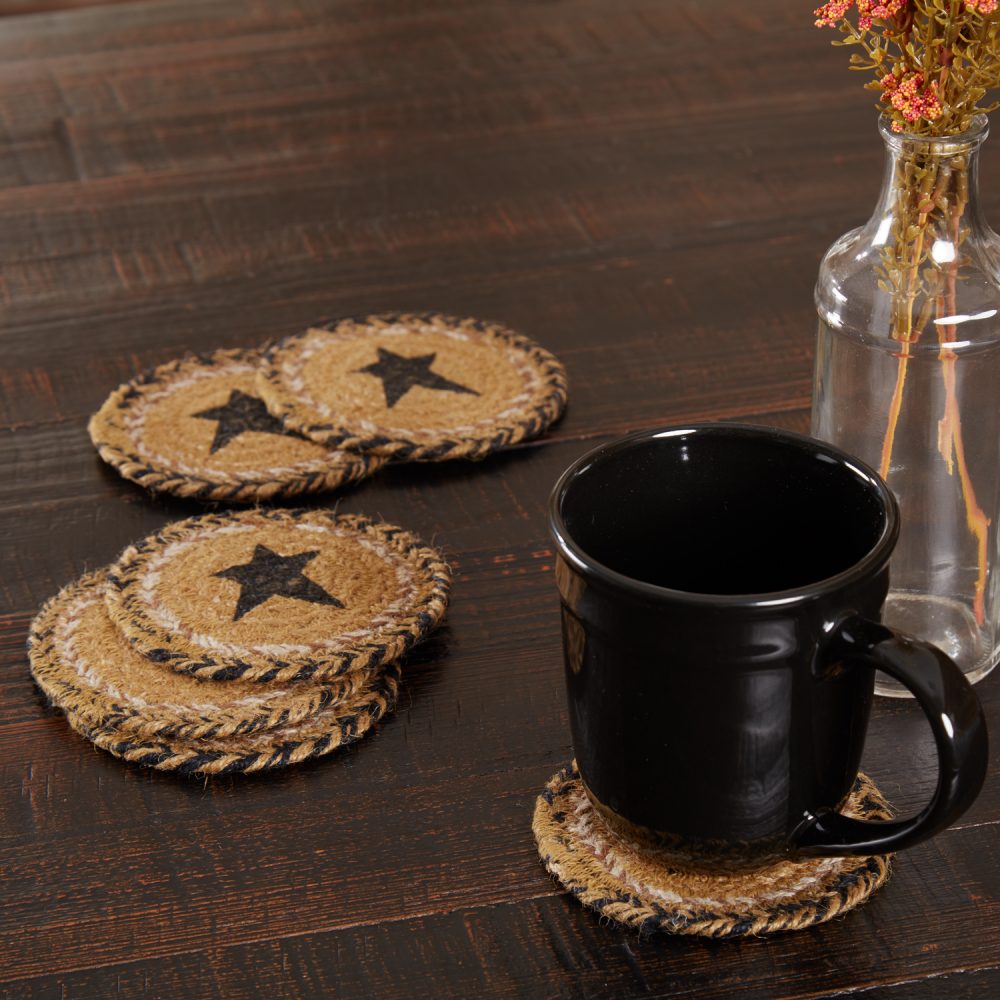 Kettle Grove Jute Coaster Stencil Star Set of 6