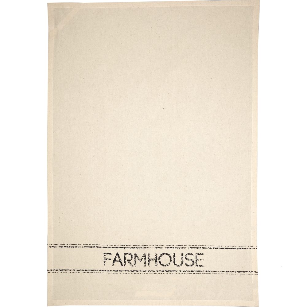 Sawyer Mill Charcoal Farmhouse Muslin Unbleached Natural Tea Towel 19x28