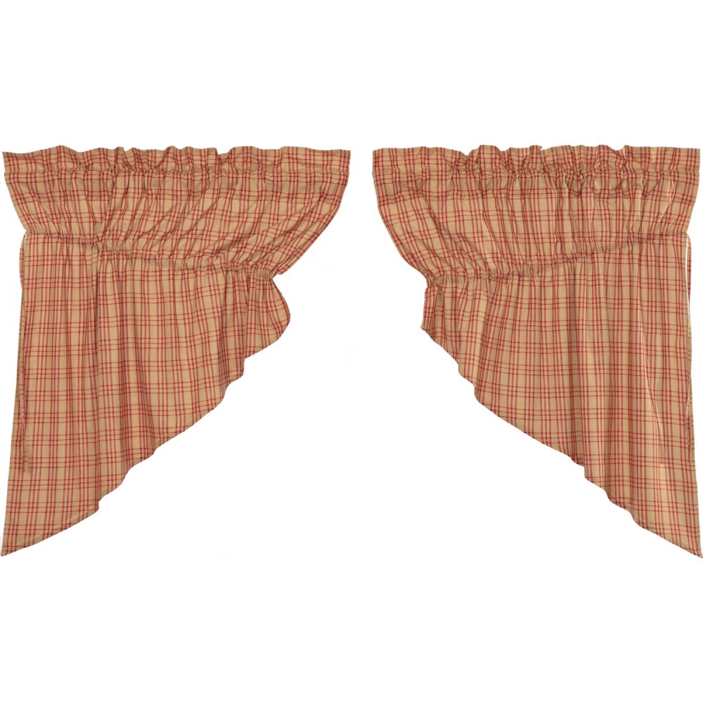 Sawyer Mill Red Plaid Prairie Swag Set of 2 36x36x18