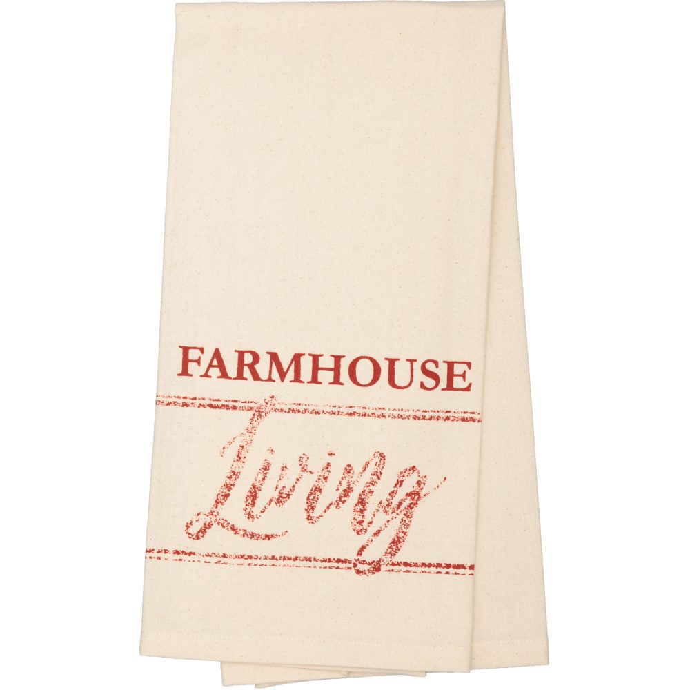 Sawyer Mill Red Farmhouse Living Muslin Unbleached Natural Tea Towel 19x28