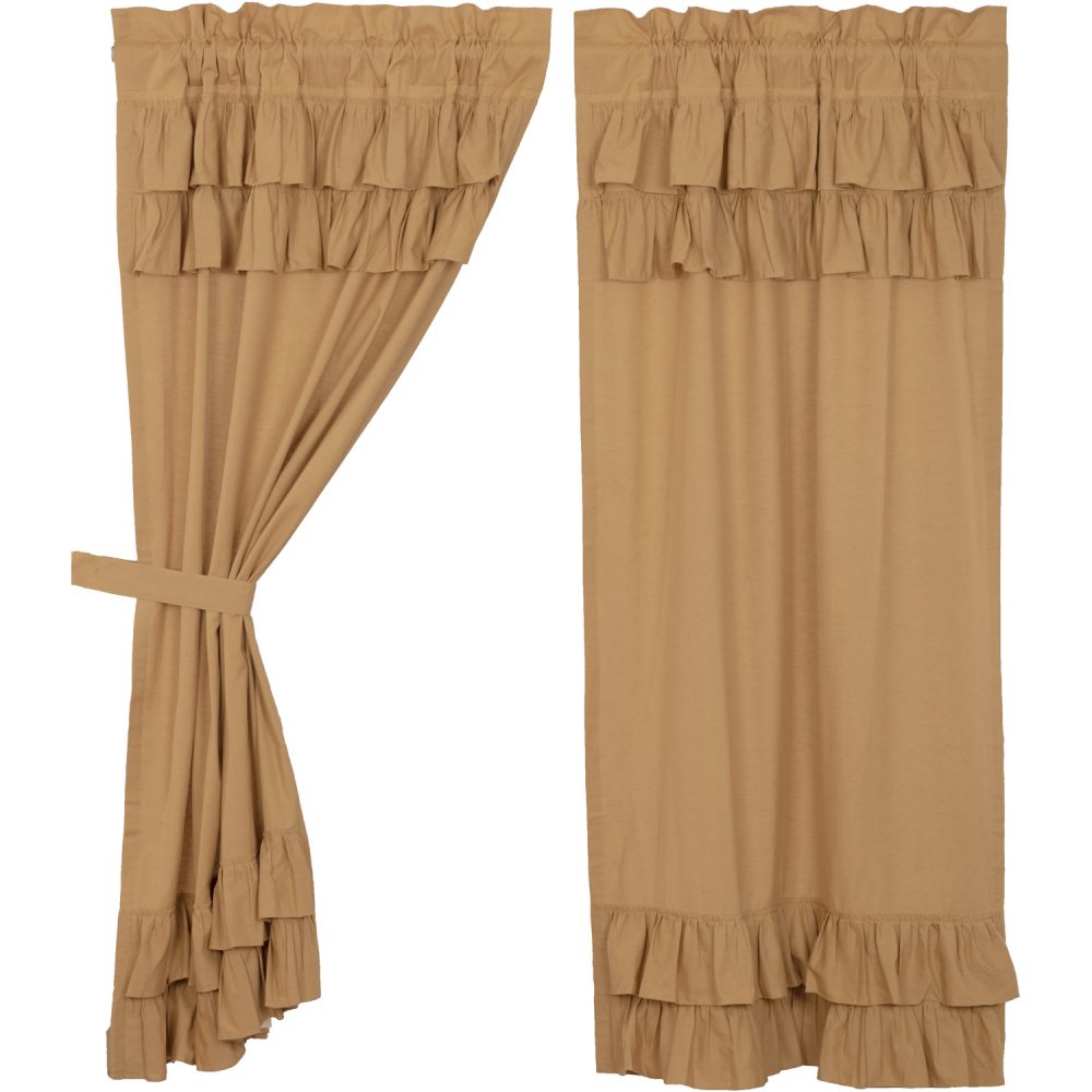 Simple Life Flax Khaki Ruffled Short Panel Set of 2 63x36