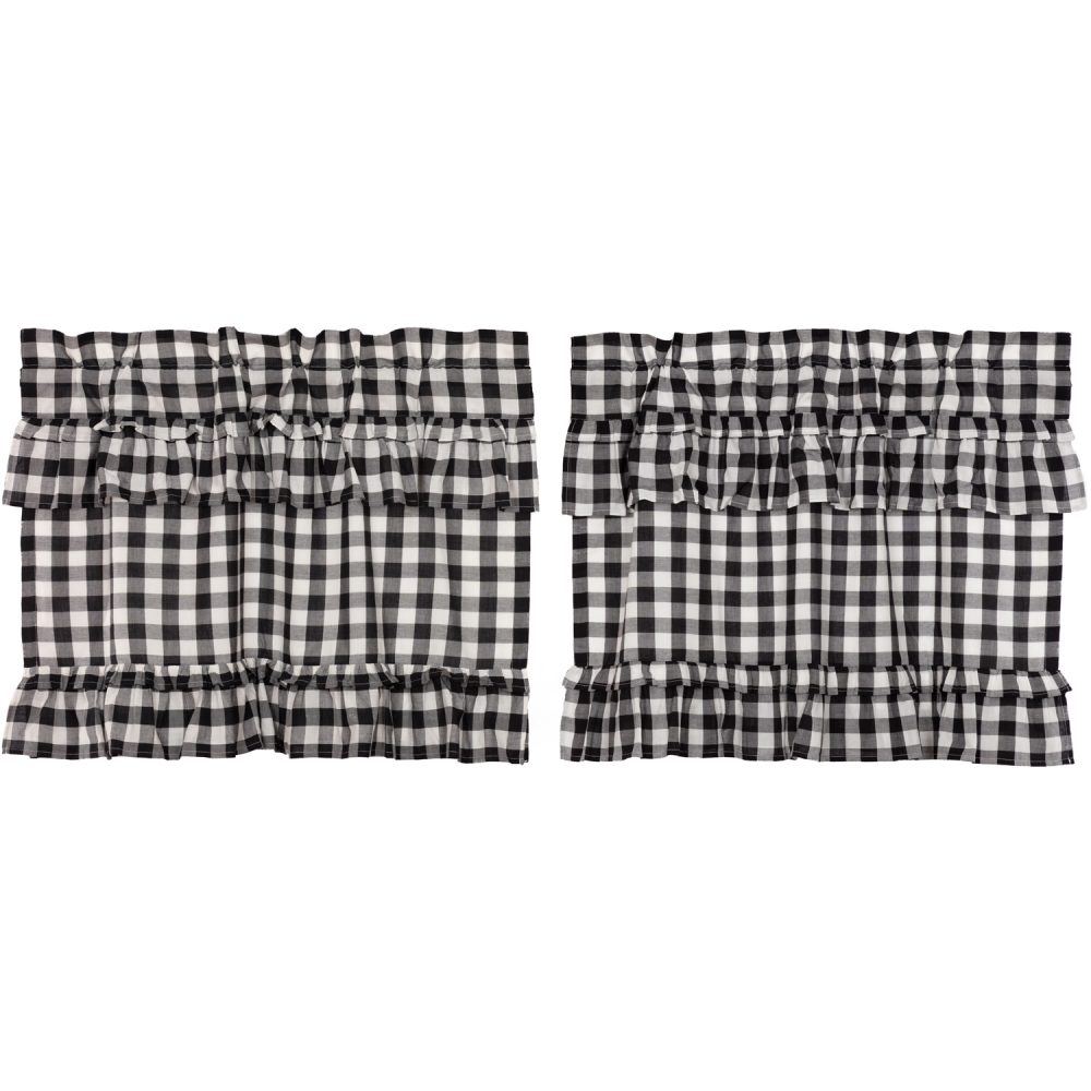 Annie Buffalo Black Check Ruffled Tier Set of 2 L24xW36