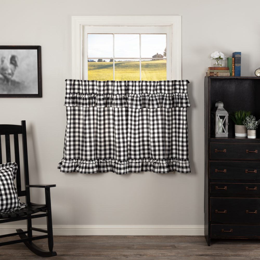 Annie Buffalo Black Check Ruffled Tier Set of 2 L36xW36