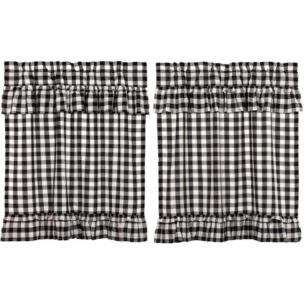 Annie Buffalo Black Check Ruffled Tier Set of 2 L36xW36