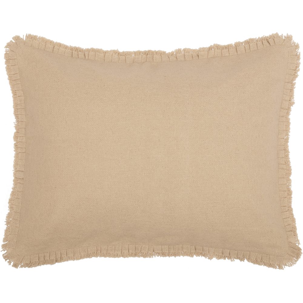 Burlap Vintage Standard Sham w/ Fringed Ruffle 21x27