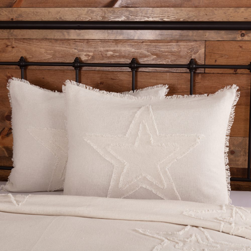 Burlap Antique White Star Standard Sham 21x27