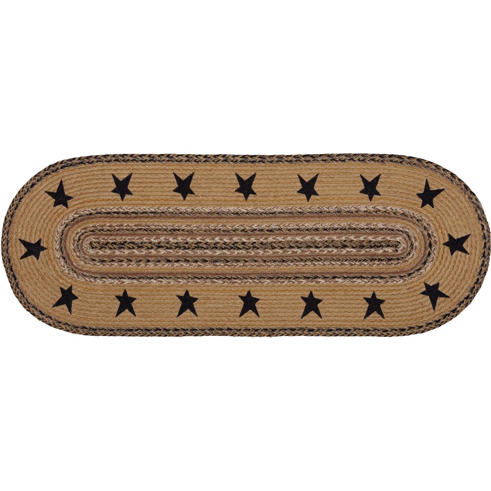 Kettle Grove Jute Runner Stencil Stars Border 13x36