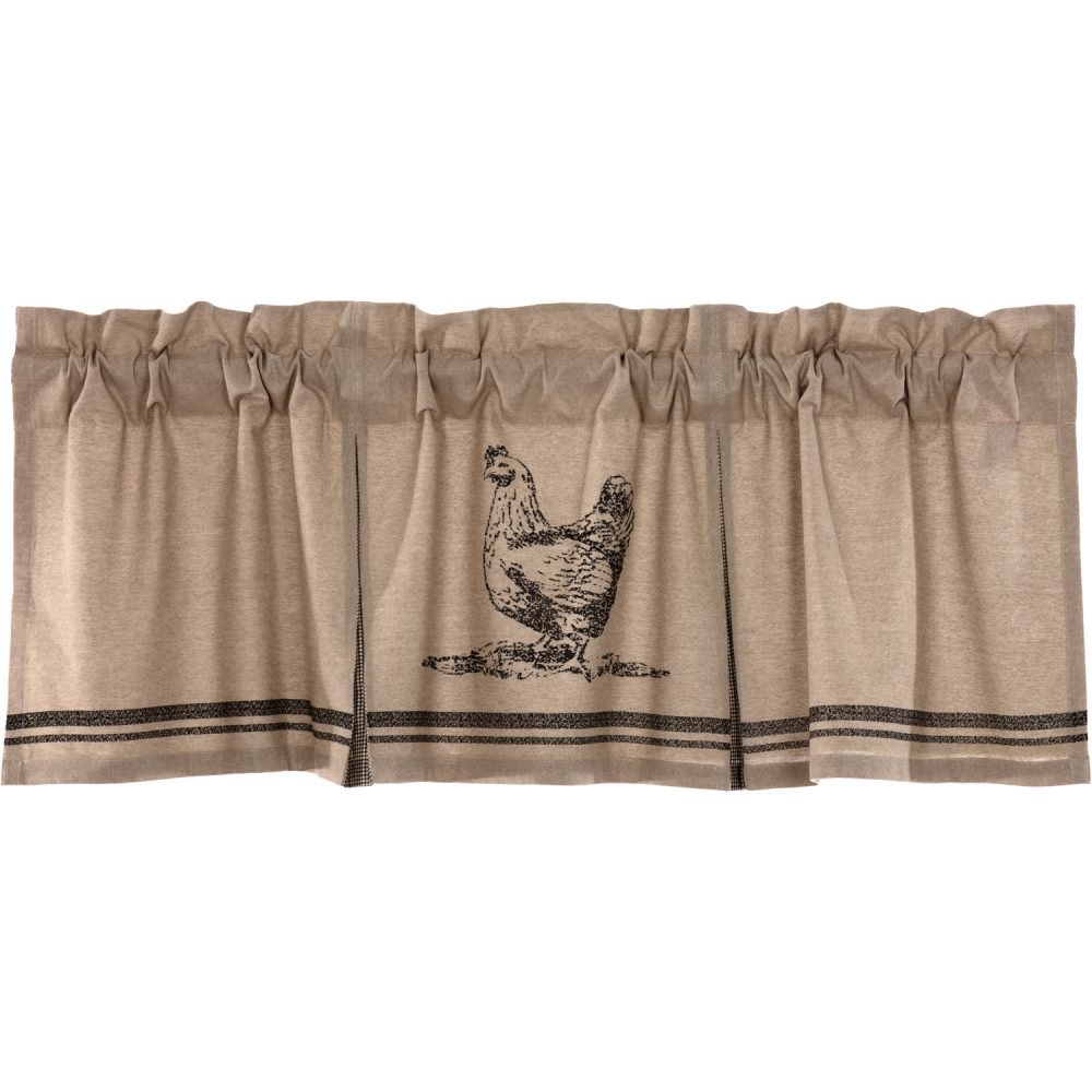 Sawyer Mill Charcoal Chicken Valance Pleated 20x60