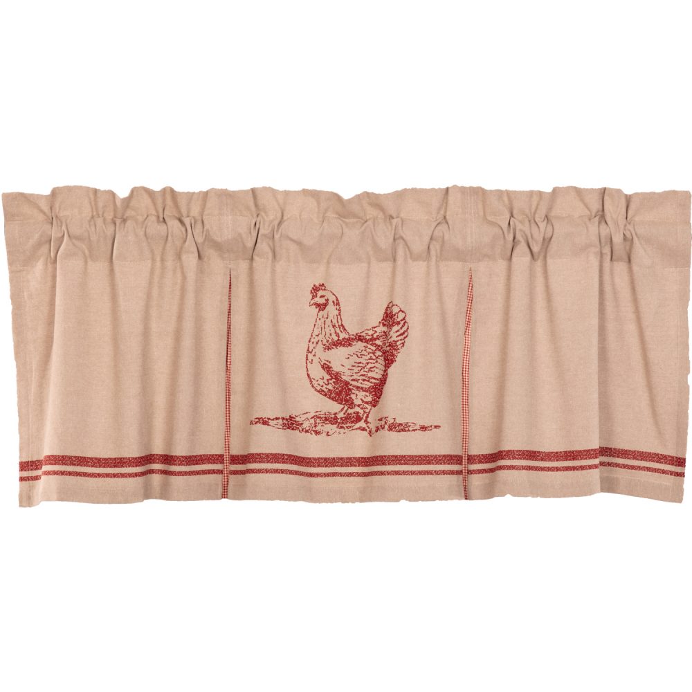 Sawyer Mill Red Chicken Valance Pleated 20x60