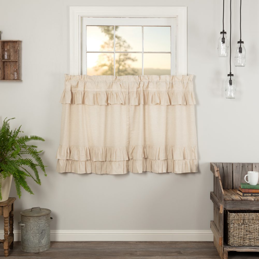 Simple Life Flax Natural Ruffled Tier Set of 2 L36xW36