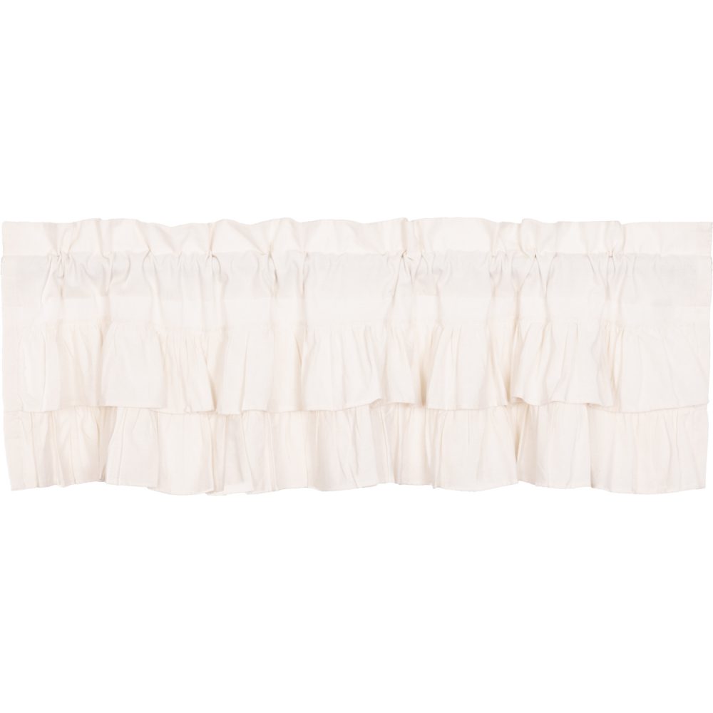 Simple Life Flax Antique White Ruffled Valance 16x60