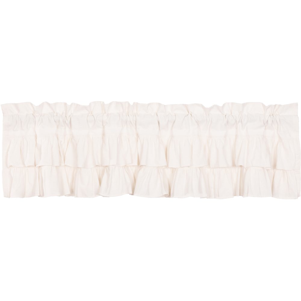 Simple Life Flax Antique White Ruffled Valance 16x72