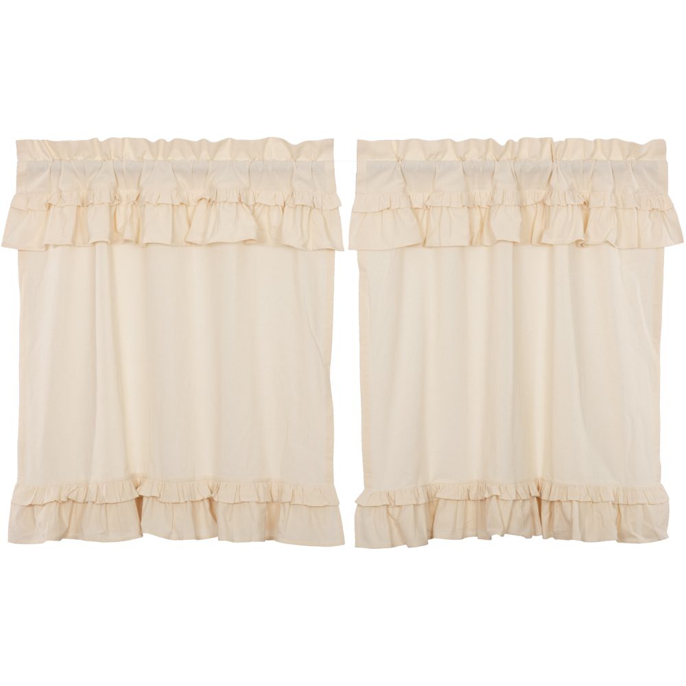 Muslin Ruffled Unbleached Natural Tier Set of 2 L36xW36