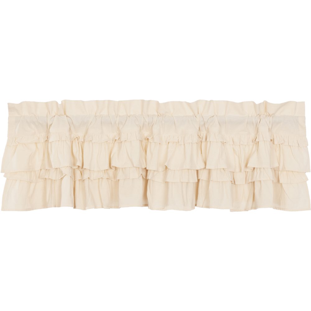 Muslin Ruffled Unbleached Natural Valance 16x60