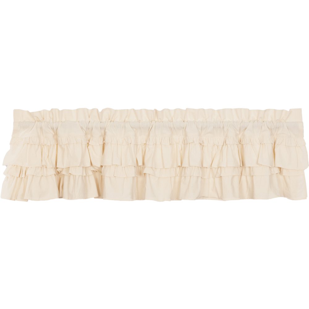 Muslin Ruffled Unbleached Natural Valance 16x72